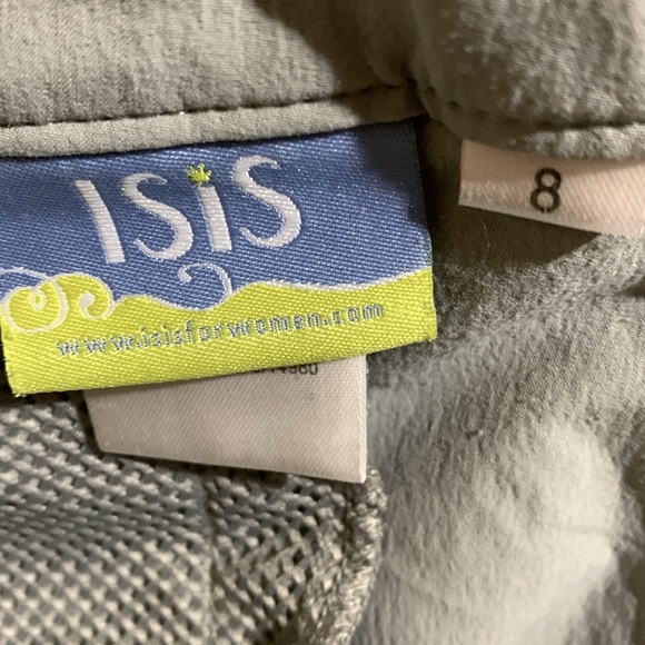 Isis Mini Skirt 8 Light Gray LOGO Pockets Stretchy  Zipper Buttons Nylon Spandex - Picture 8 of 12